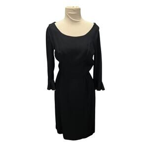 Vintage L'Aiglon 60s Black Cocktail Dress School Girl White Lace Collar Cuffs